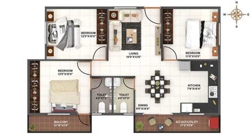 Floor Plan in 2 BHK Apartment at Global Celesta, Chandapura – for Sale