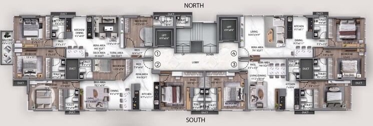 Floor Plan, dudhwala-elysia 3 Bedroom 960 Sq.Ft. Apartment In Versova Mumbai 8221094