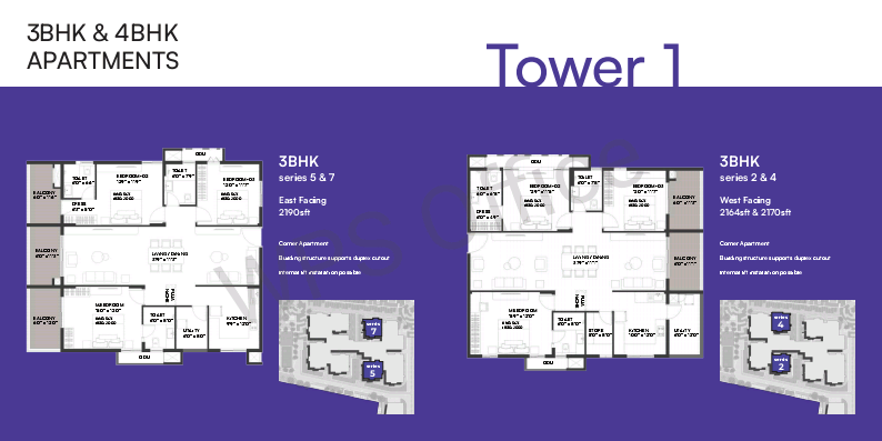 3 BHK + Pooja Room,Servant Room,Study Room,Extra Room 2337 Sq.Ft. Apartment in Dev Signature One