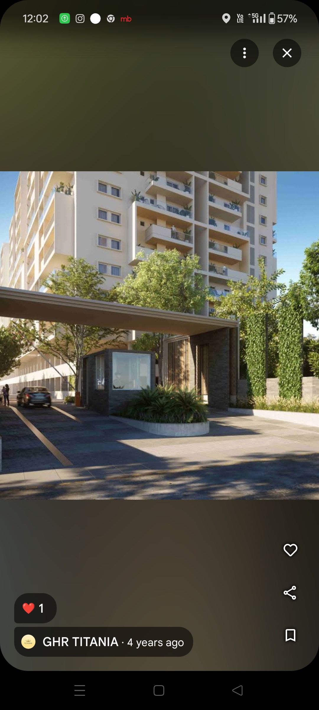 2 BHK + Pooja Room Apartment For Sale in GHR Titania