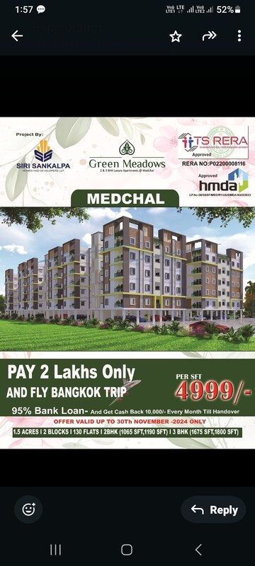 2 BHK Apartment For Resale in Nil Apartments Medchal Medchal Hyderabad  8222825