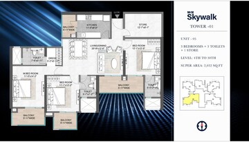Floor Plan in 3 BHK Apartment at M3M Skywalk, Sector 74 – for Sale