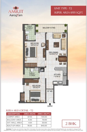 Floor Plan in 2.5 BHK Apartment at Badheri Rajputan – for Sale