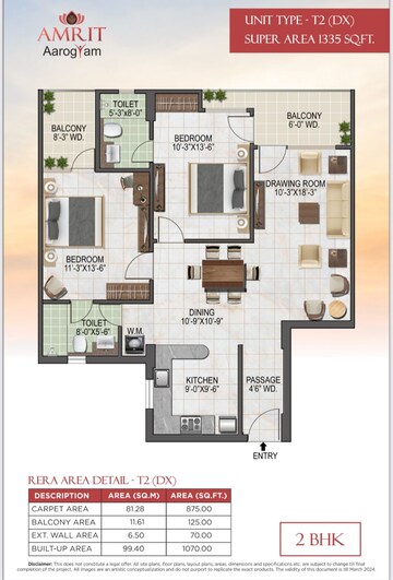 Floor Plan in 2.5 BHK Apartment at Har Ki Pauri – for Sale