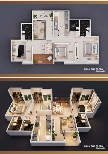 Floor Plan in 3 BHK Apartment at Dhanlaxmi Evana Homes, Manjari – for Sale
