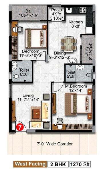 Floor Plan in 2 BHK Apartment at Tukkuguda – for Sale