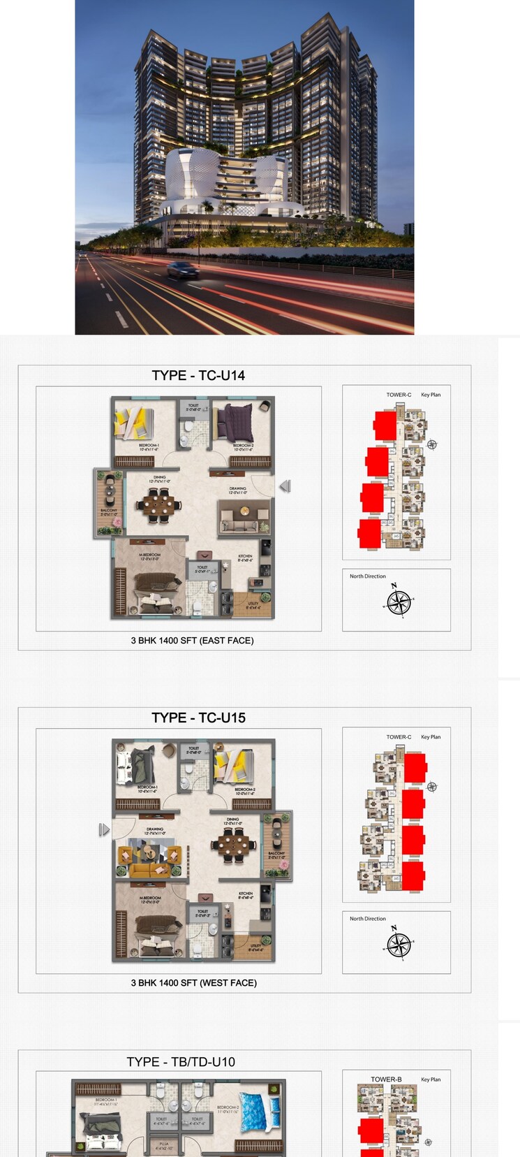 Floor Plan, ira-moon-glade 3 Bedroom 1400 Sq.Ft. Apartment In Narsingi Hyderabad 8225171