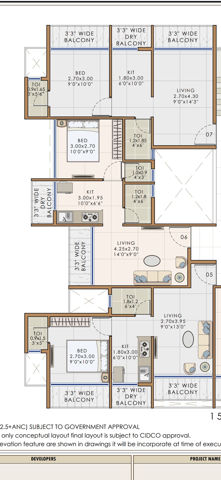 Floor Plan, dapoli 2 Bedroom 1136 Sq.Ft. Apartment In Dapoli Navi Mumbai 8225503