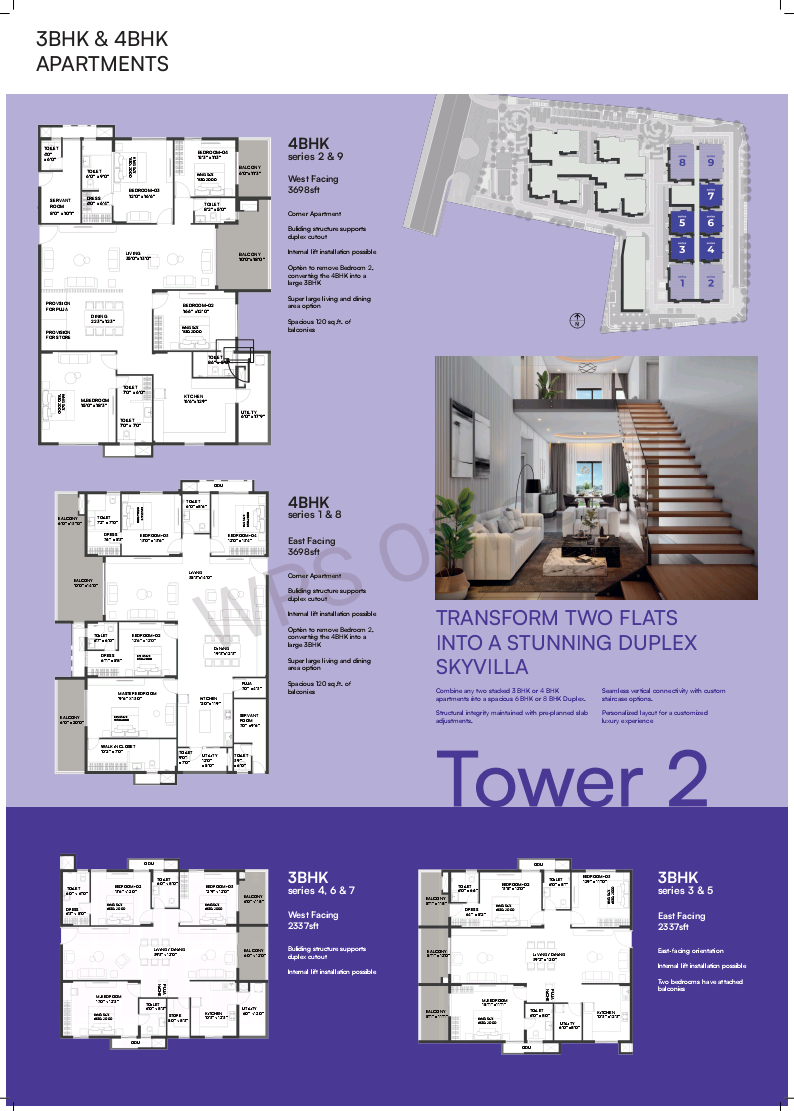 4 BHK + Pooja Room,Servant Room,Study Room,Extra Room 3698 Sq.Ft. Apartment in Dev Signature One