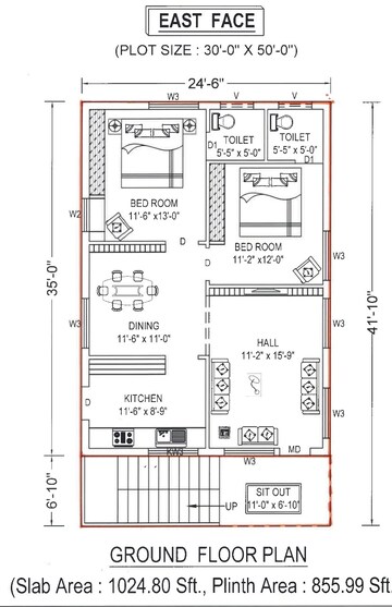 Floor Plan in 2 BHK Independent House at Sri Bhumi Eeshaanya, Kankipadu – for Sale
