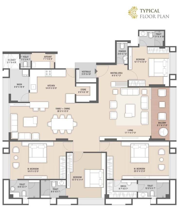Floor Plan, ahmedabad cantonment 4 Bedroom 4380 Sq.Ft. Apartment In Ahmedabad Cantonment Ahmedabad 8229325