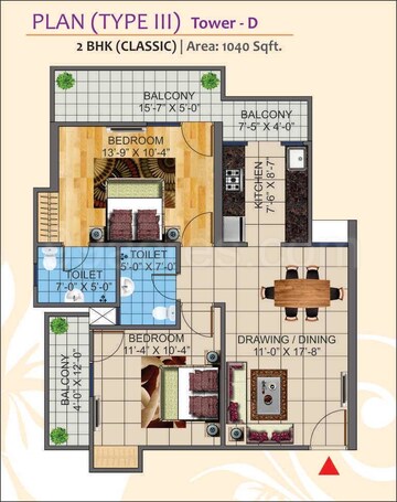 Floor Plan in 2 BHK Apartment at KW Srishti, Raj Nagar Extension – for Sale