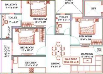 Floor Plan in 4 BHK Apartment at Jagatpura – for Sale