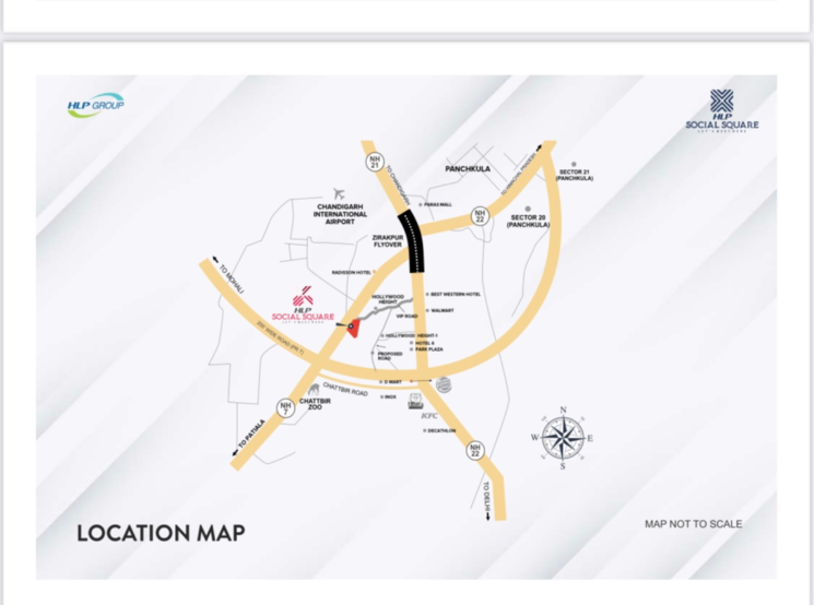Map Location, hlp-social-square Commercial Office Space 539 Sq.Ft. In High Ground Zirakpur 8241725