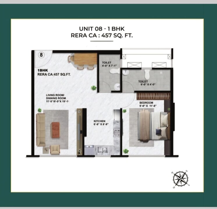 Floor Plan, sayba-crystal 2 Bedroom 598 Sq.Ft. Apartment In Kurla Mumbai 8241741
