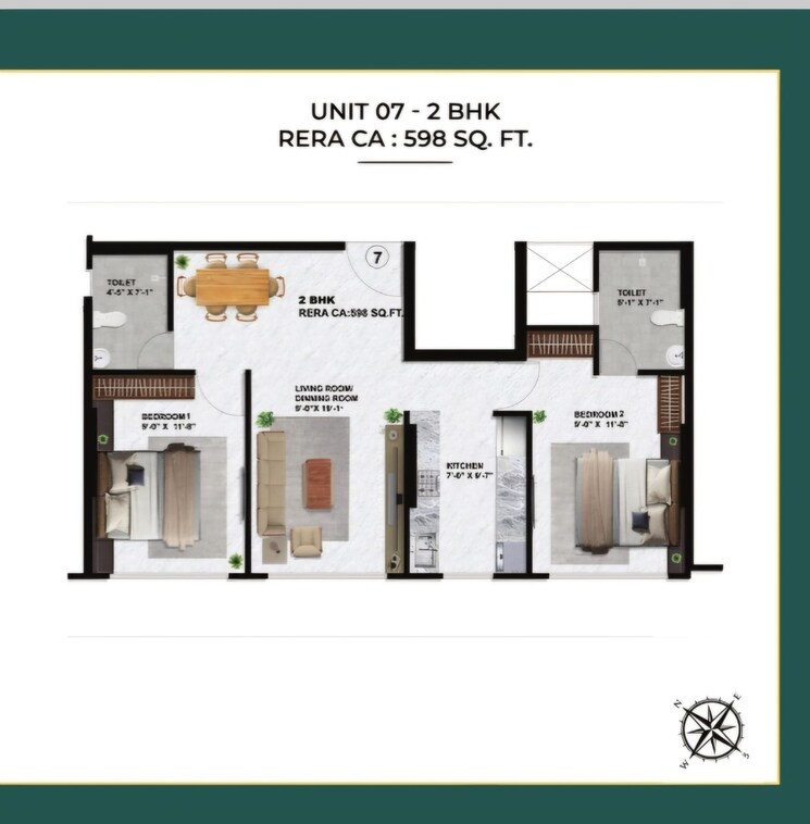 Floor Plan, sayba-crystal 2 Bedroom 598 Sq.Ft. Apartment In Kurla Mumbai 8241741