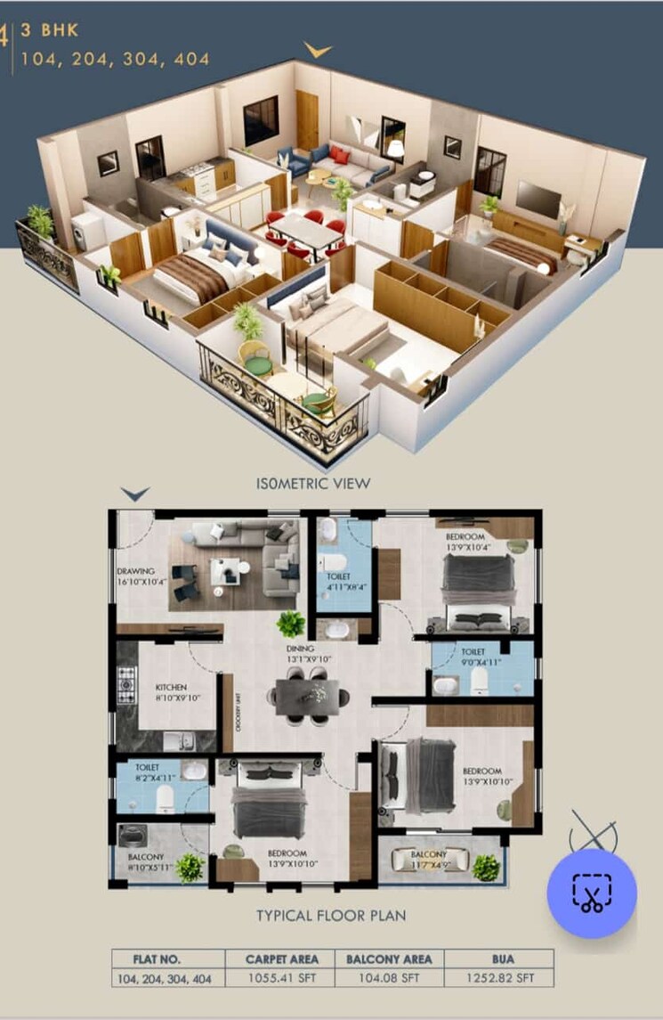 Floor Plan, pahala 2 Bedroom 1303 Sq.Ft. Apartment In Pahala Bhubaneswar 8242675