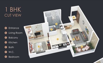 Floor Plan in 1 BHK Apartment at Narsinh Golden Lake, Katraj – for Sale