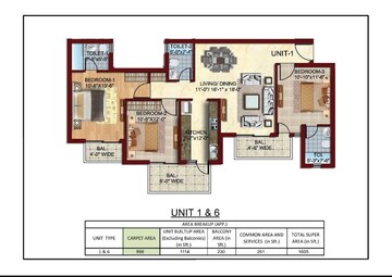 Floor Plan in 2 BHK Apartment at Ambika Florence Park, North Mullanpur – for Sale