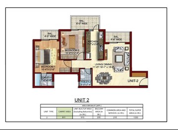Floor Plan in 2 BHK Apartment at Ambika Florence Park, North Mullanpur – for Sale