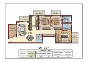 Floor Plan in 2 BHK Apartment at Ambika Florence Park, North Mullanpur – for Sale