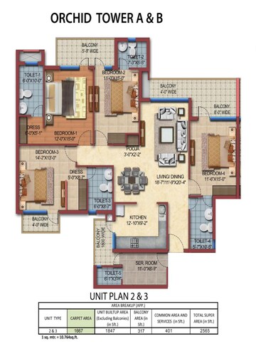 Floor Plan in 2 BHK Apartment at Ambika Florence Park, North Mullanpur – for Sale