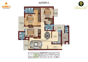 Floor Plan in 2 BHK Apartment at Ambika Florence Park, North Mullanpur – for Sale