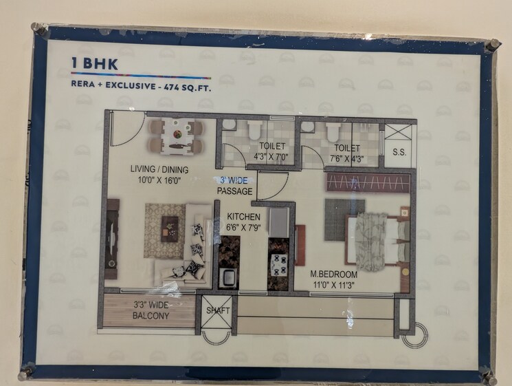 Floor Plan, paradise-sai-suncity 1 Bedroom 434 Sq.Ft. Apartment In Ghot Navi Mumbai 8248480