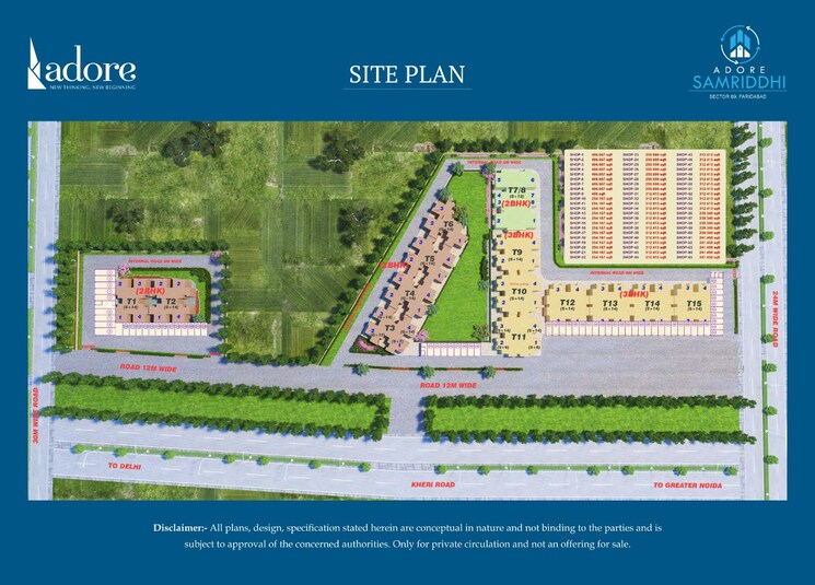 Master Plan, adore-samriddhi 3 Bedroom 1000 Sq.Ft. Apartment In Sector 89 Faridabad 8249480
