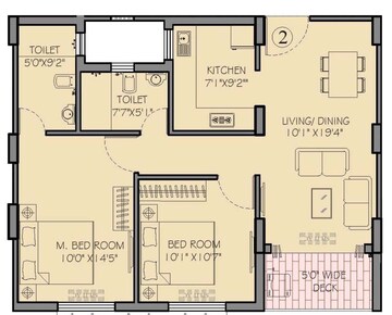Floor Plan in 2 BHK Apartment at Vip Road – for Sale