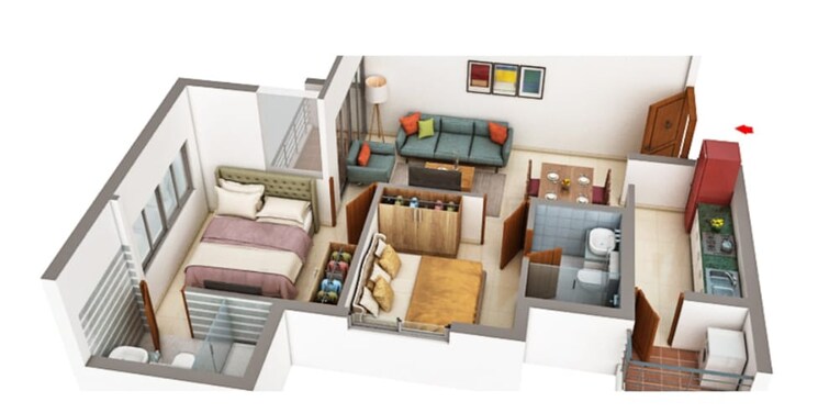 Floor Plan, shapoorji-pallonji-joyville-gurgaon 2 Bedroom 915 Sq.Ft. Apartment In Sector 102 Gurgaon 8250906