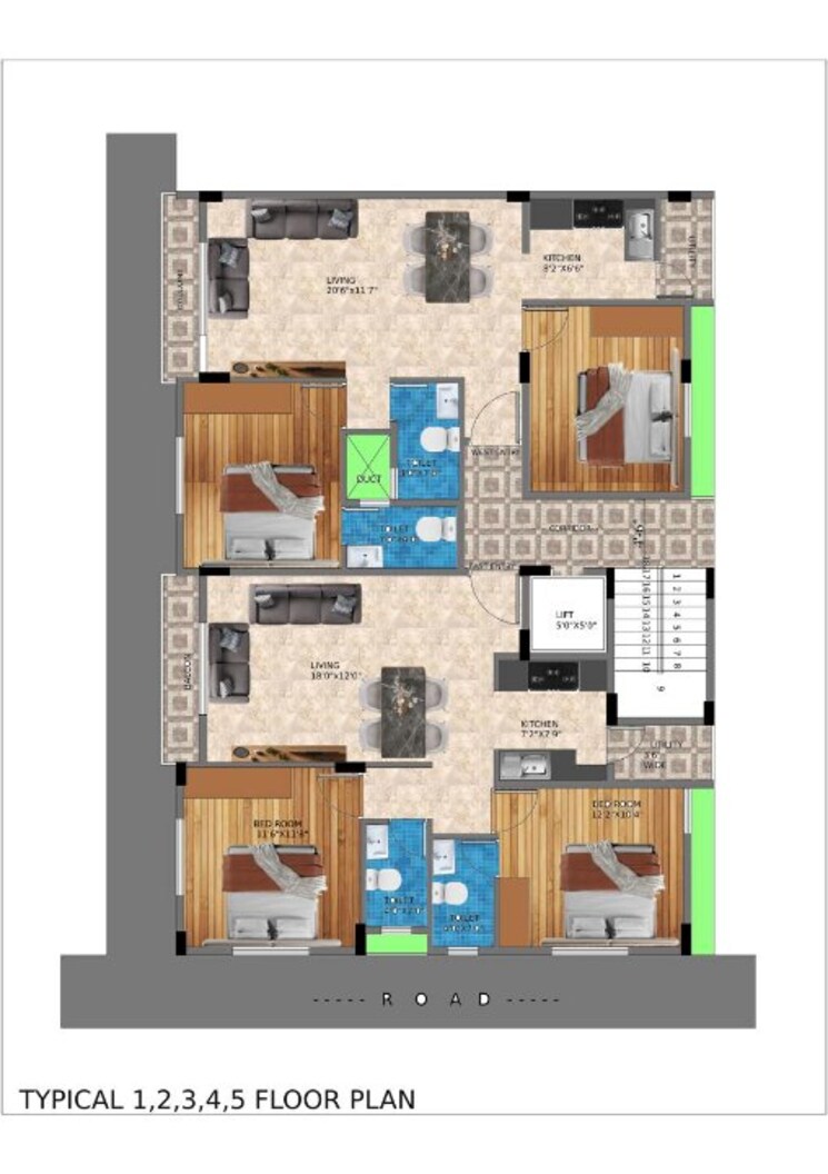 Floor Plan, maruthi sevanagar 2 Bedroom 1008 Sq.Ft. Apartment In Maruthi Sevanagar Bangalore 8250156