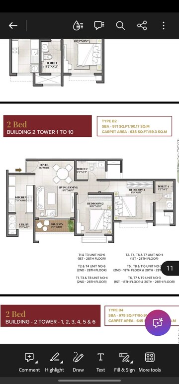 Floor Plan in 2 BHK Apartment at Eden Park At The Prestige City, Sarjapur Road – for Sale