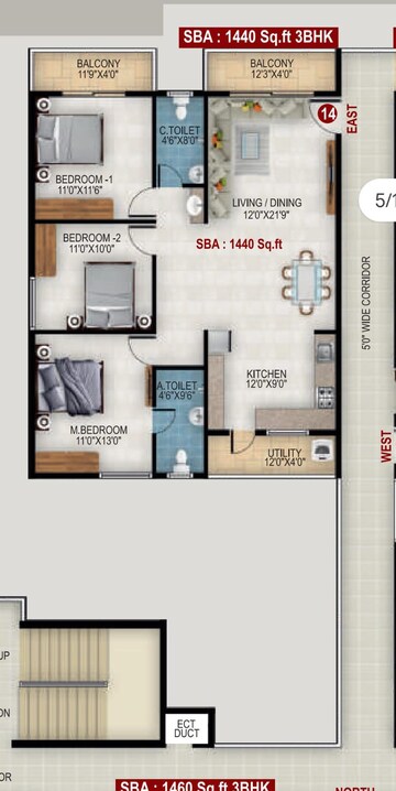 Floor Plan in 3 BHK Apartment at United Greencity, Doddabanahalli – for Sale