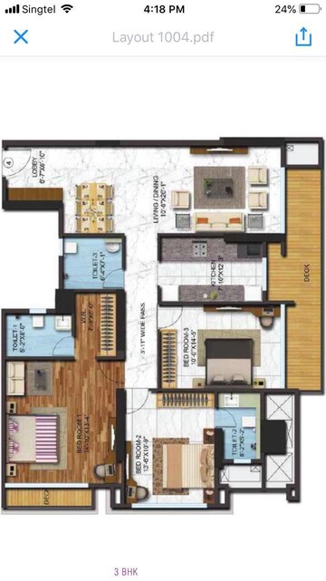Floor Plan in 3 BHK Apartment at Adani Group Western Heights, Andheri West – for Sale