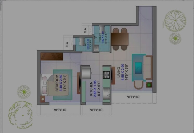 Floor Plan, nerul sector 18a 1 Bedroom 450 Sq.Ft. Apartment In Nerul Sector 18a Navi Mumbai 8261419