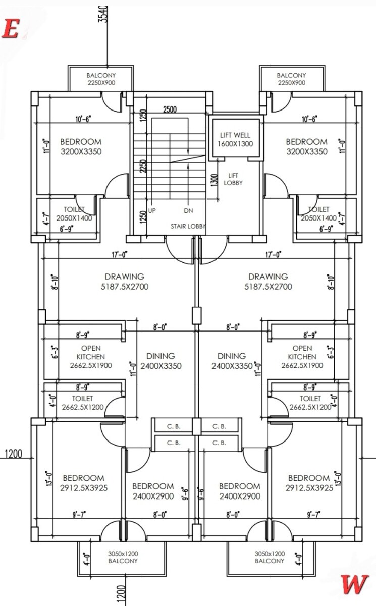 Floor Plan, new town action area iii 3 Bedroom 1250 Sq.Ft. Apartment In New Town Action AreA Iii Kolkata 8272027