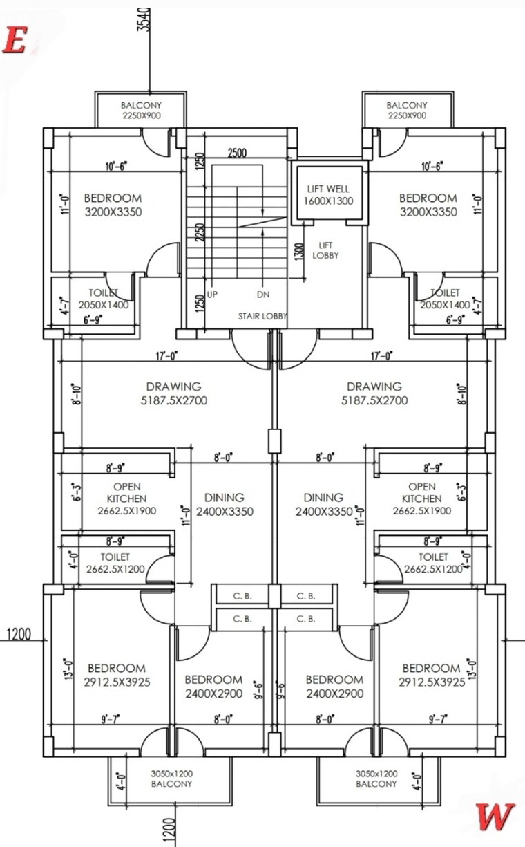 Floor Plan, new town action area iii 3 Bedroom 1250 Sq.Ft. Apartment In New Town Action AreA Iii Kolkata 8272027