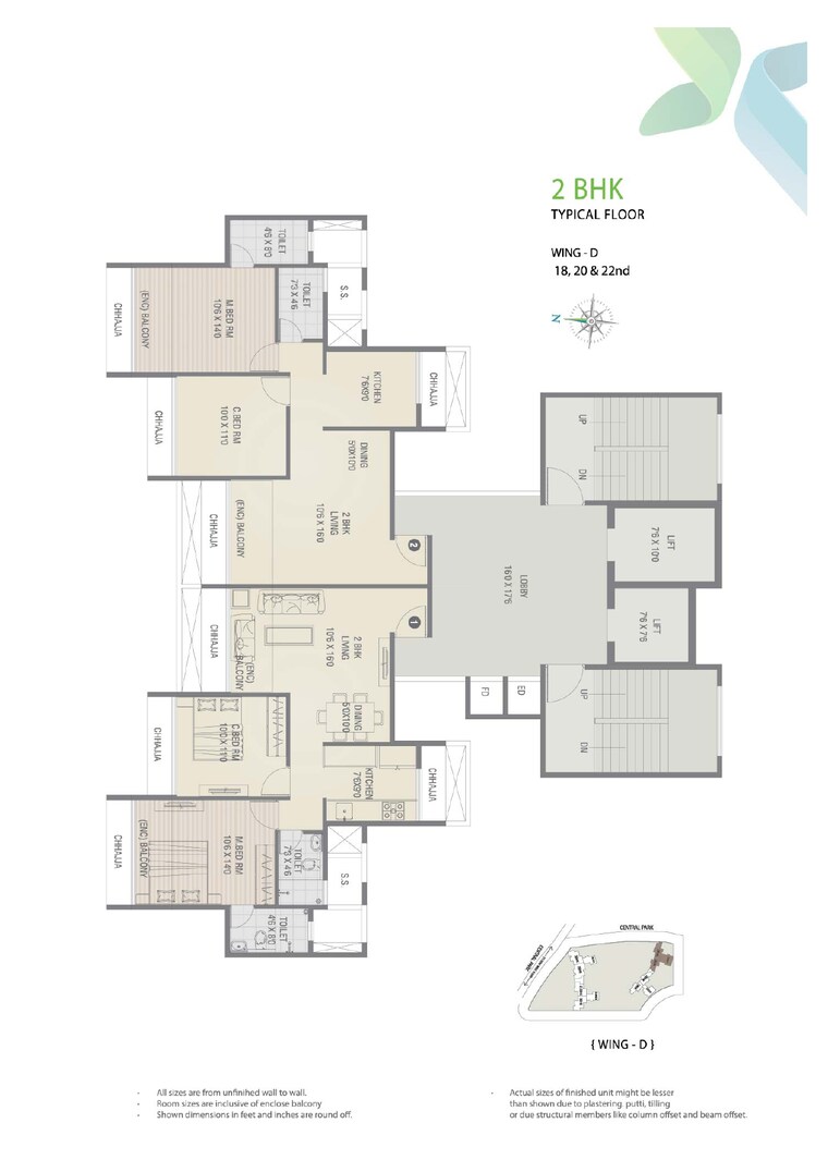 Floor Plan, balaji-delta-central 3 Bedroom 2000 Sq.Ft. Apartment In Kharghar Navi Mumbai 8272257