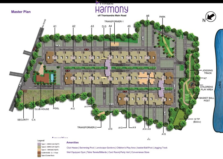 Master Plan, provident-harmony 3 Bedroom 1241 Sq.Ft. Apartment In Thanisandra Main Road Bangalore 8282070