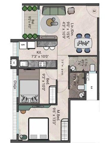 Floor Plan in 1 BHK Apartment at Yashodeep Siddhivinayak Sankalp, Koyana Velhe – for Sale