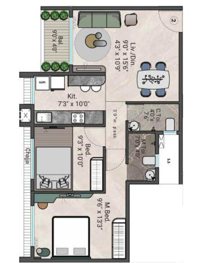 Floor Plan, yashodeep-siddhivinayak-sankalp 1 Bedroom 419 Sq.Ft. Apartment In Koyana Velhe Navi Mumbai 8282912