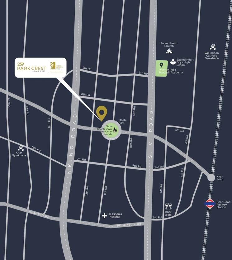 Map Location, khar west 4 Bedroom 1723 Sq.Ft. Apartment In Khar West Mumbai 8283735