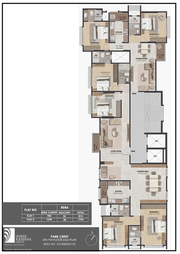 Floor Plan in 4 BHK Apartment at Khar West – for Sale