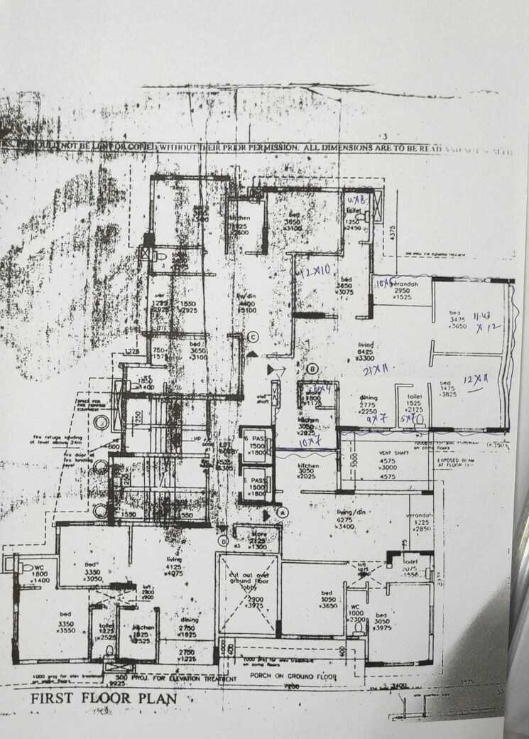 Floor Plan, park circus 3 Bedroom 1410 Sq.Ft. Builder Floor In Park Circus Kolkata 8285820