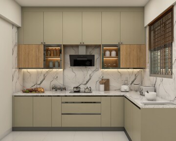 Kitchen in 3 BHK Builder Floor at DLF Vibhuti Khand, Gomti Nagar – for Rent