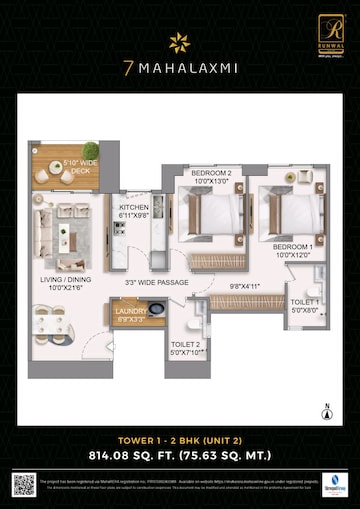 Floor Plan in 3 BHK Builder Floor at Runwal 7 Mahalaxmi, Mahalaxmi – for Sale