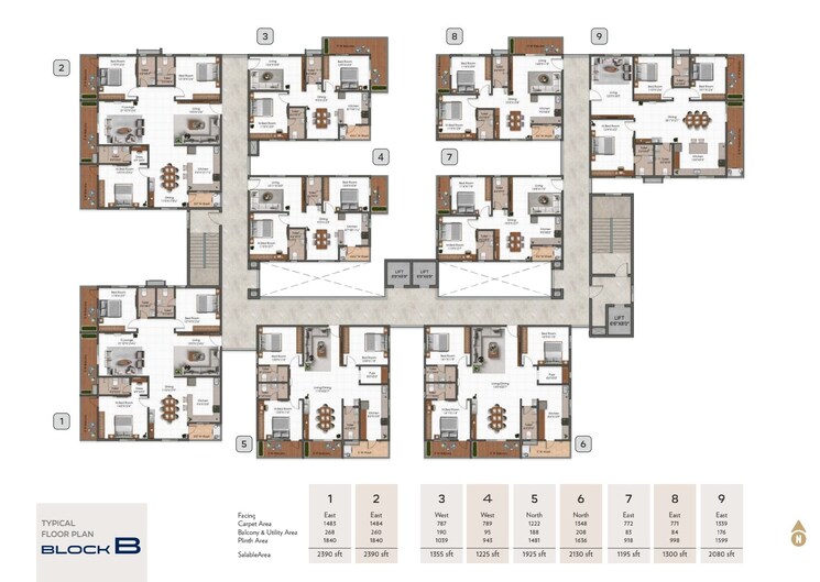 Floor Plan, magna-solitaire 3 Bedroom 2050 Sq.Ft. Apartment In Peeranchuruvu Hyderabad 8291229