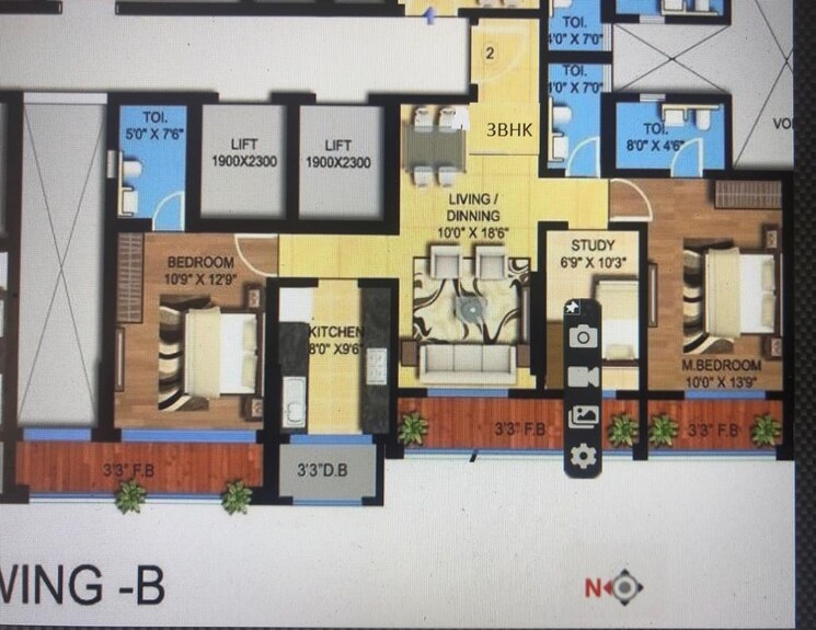 Floor Plan, rna-hills 3 Bedroom 1038 Sq.Ft. Apartment In Andheri East Mumbai 8293616