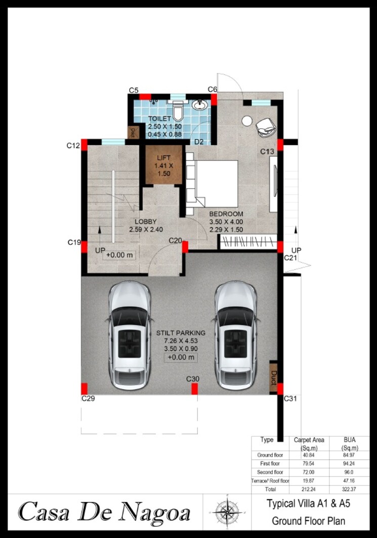 Floor Plan, nagoa 4 Bedroom 420 Sq.Yd. Villa In Nagoa Goa 8294292